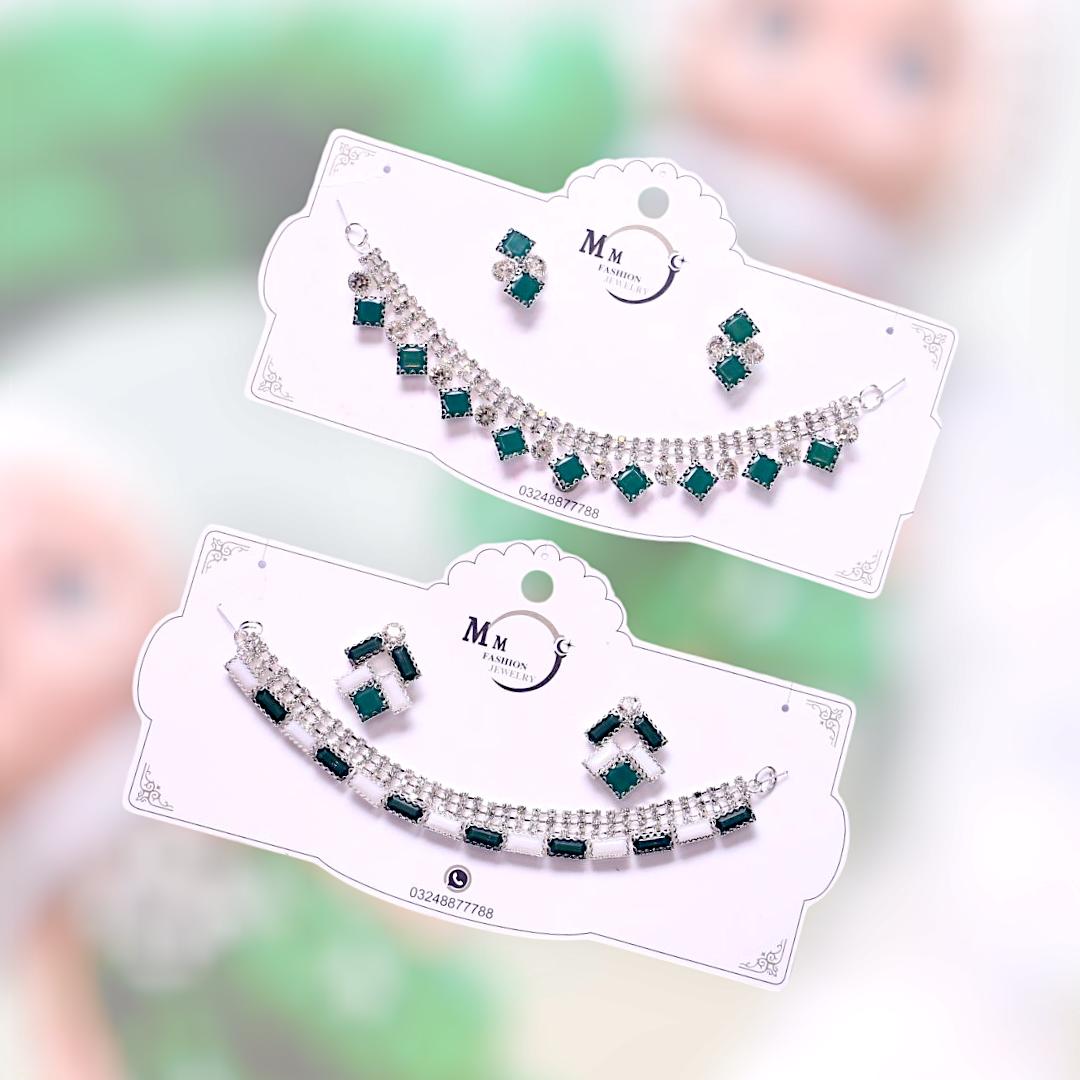 Funky Silver Plated Crystal Necklace Set for Women - Image 2