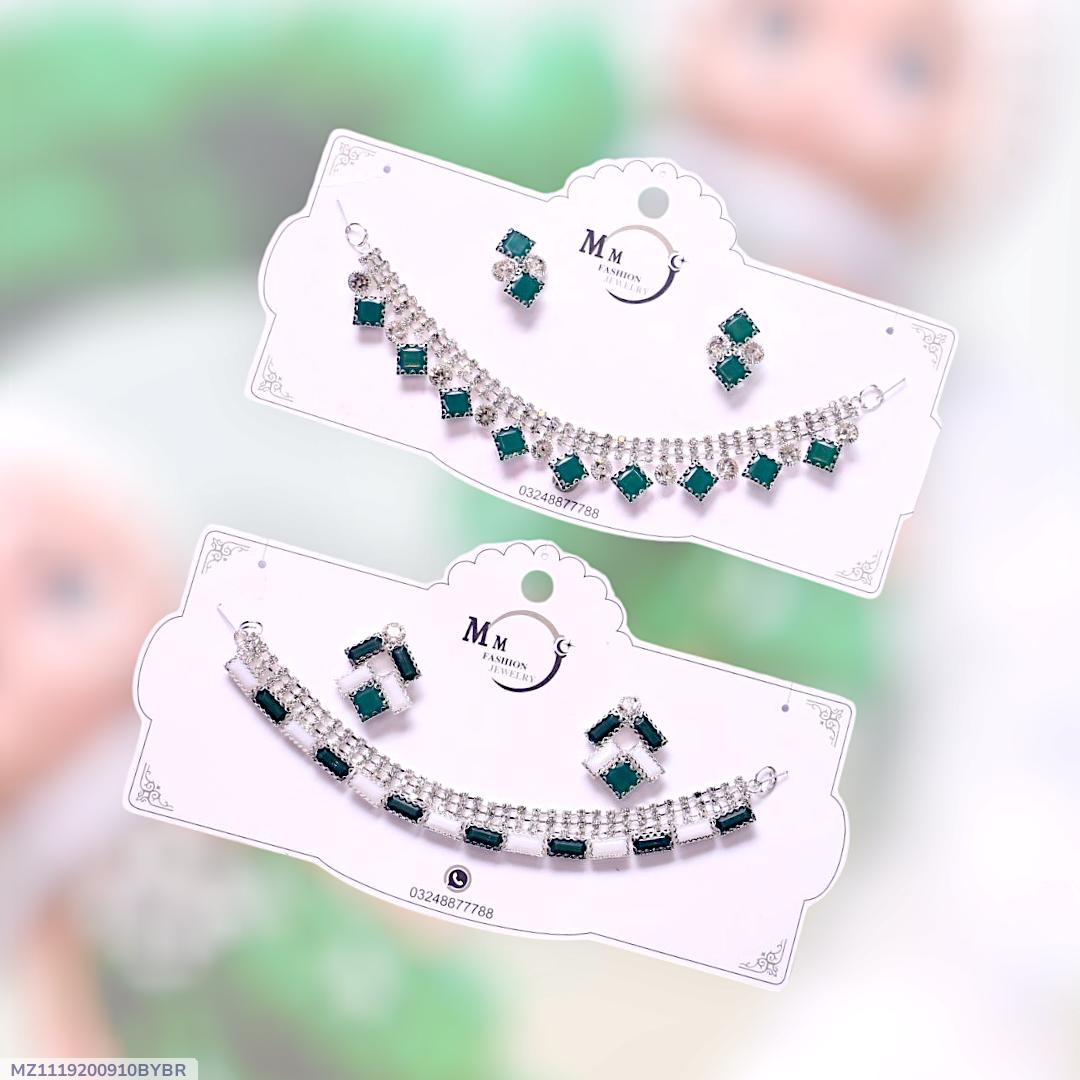 Funky Silver Plated Crystal Necklace Set for Women