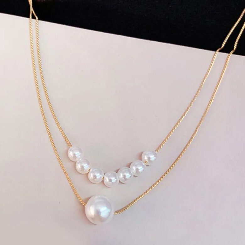 2-Layered Gold Plated Pearl Necklace for Women - Elegant Fashion Jewelry - Image 2
