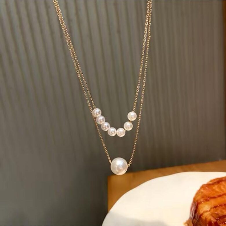 2-Layered Gold Plated Pearl Necklace for Women - Elegant Fashion Jewelry - Image 4