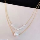 2-Layered Gold Plated Pearl Necklace for Women - Elegant Fashion Jewelry