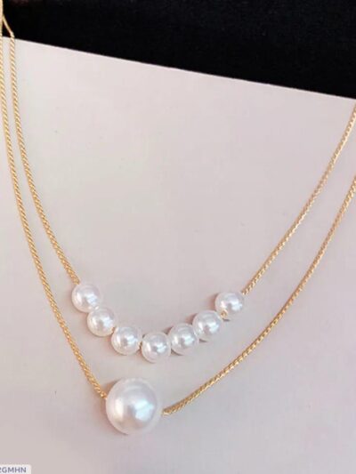 2-Layered Gold Plated Pearl Necklace for Women - Elegant Fashion Jewelry