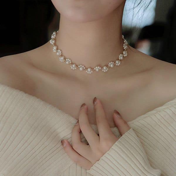 Elegant Gold-Plated Pearl Necklace & Bracelet Set for Women
