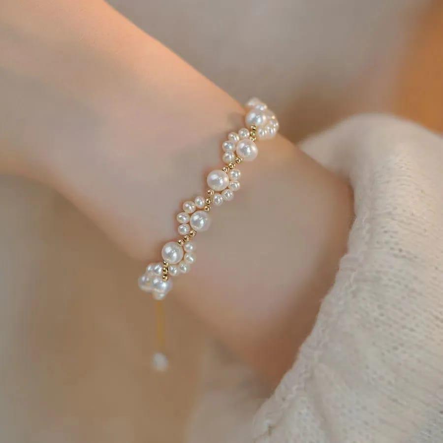 Elegant Gold-Plated Pearl Necklace & Bracelet Set for Women - Image 6