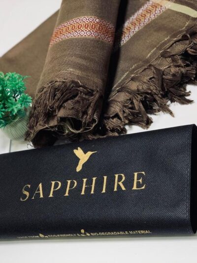 Premium Men's Wool Shawl – Soft, Stylish & Warm Winter Accessory (Brown, 2.5 Gaz)