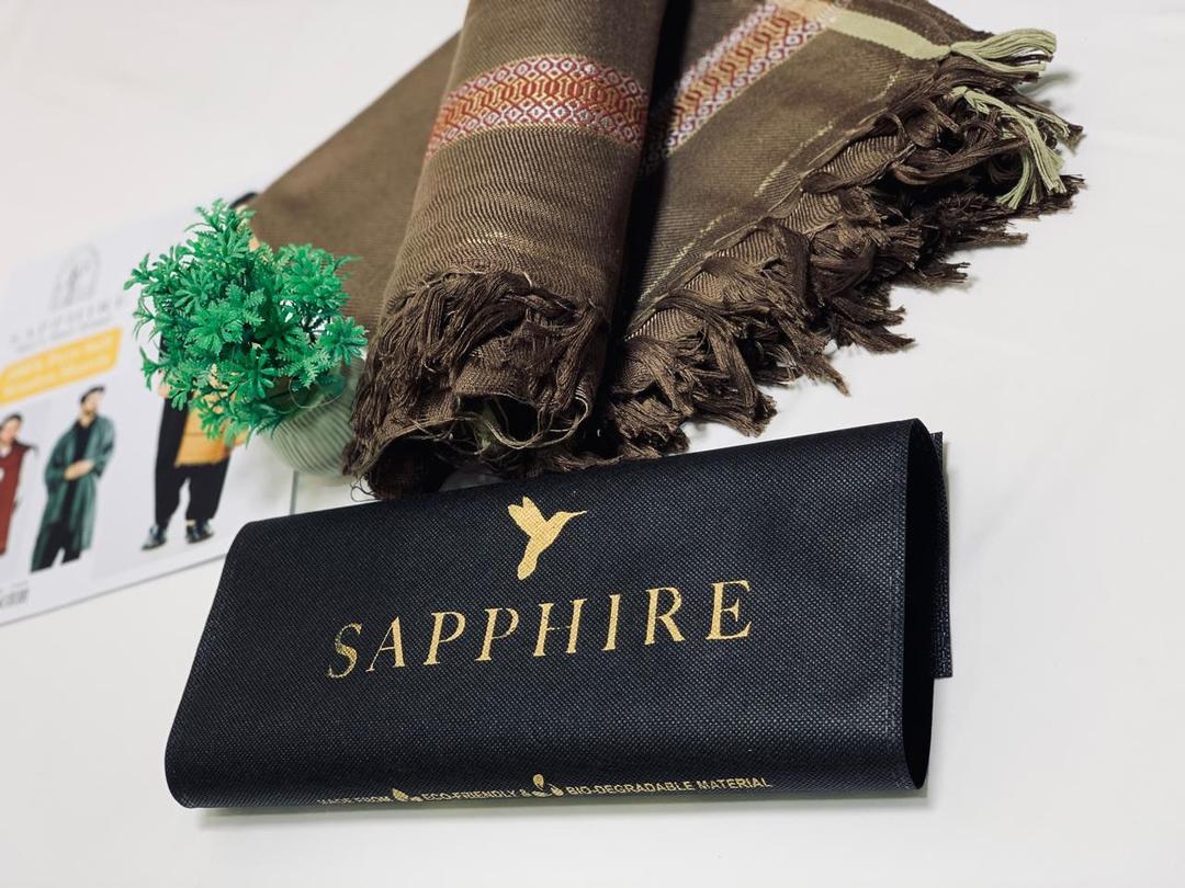 Premium Men's Wool Shawl – Soft, Stylish & Warm Winter Accessory (Brown, 2.5 Gaz)