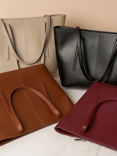 Stylish Girls Rexine Tote Bag with Top Handle - Elegant & Everyday Use Handbag