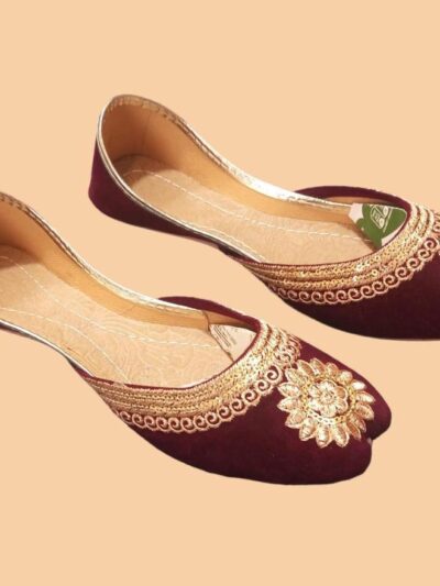 Eid Collection – Eid Special Discount Women’s Velvet Embroidered Fancy Khussa (Maroon)
