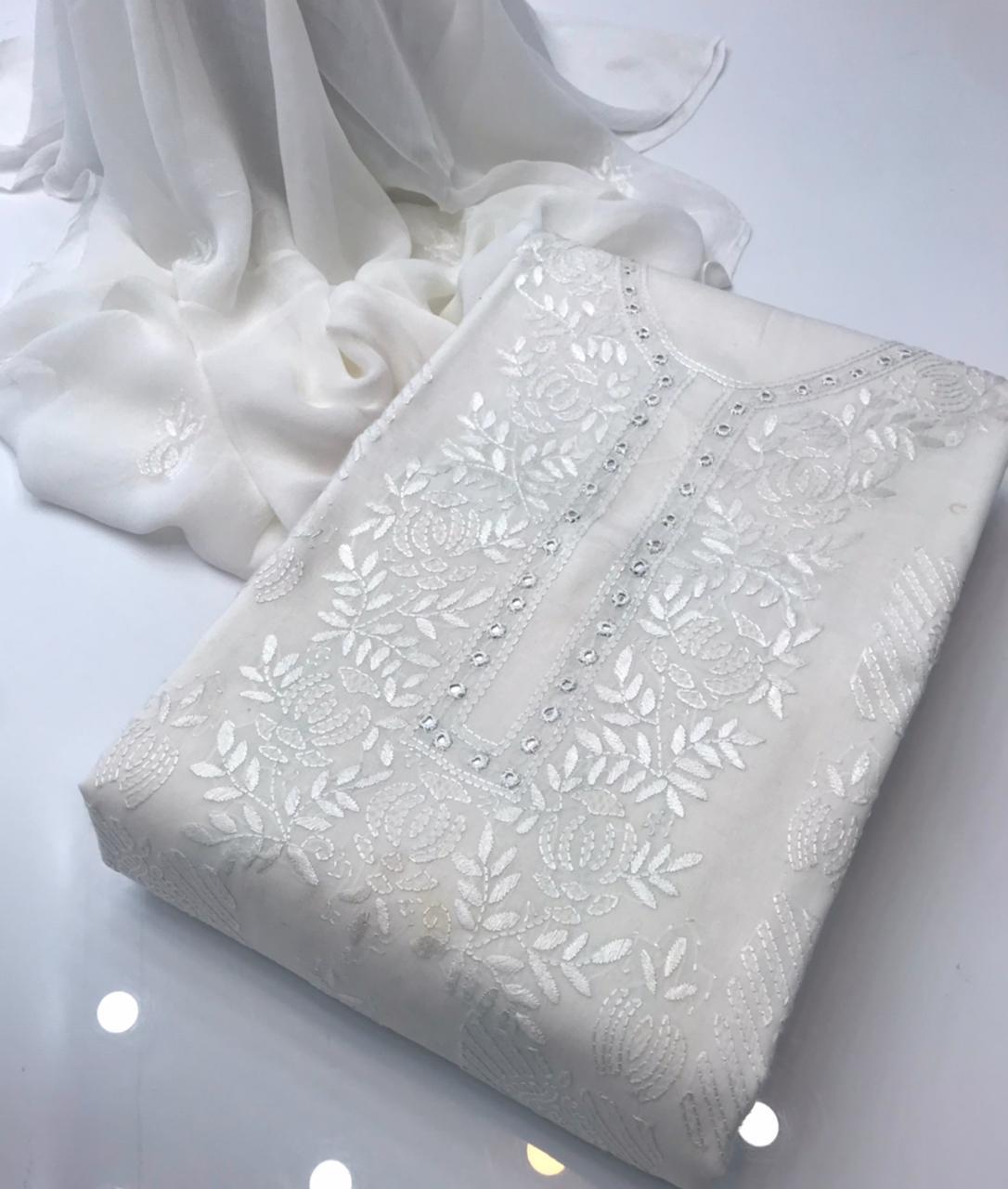 Eid Collection – New Traditional Handmade Shadow Sheesha 3PC Suit | Eid Special Discount - Image 4