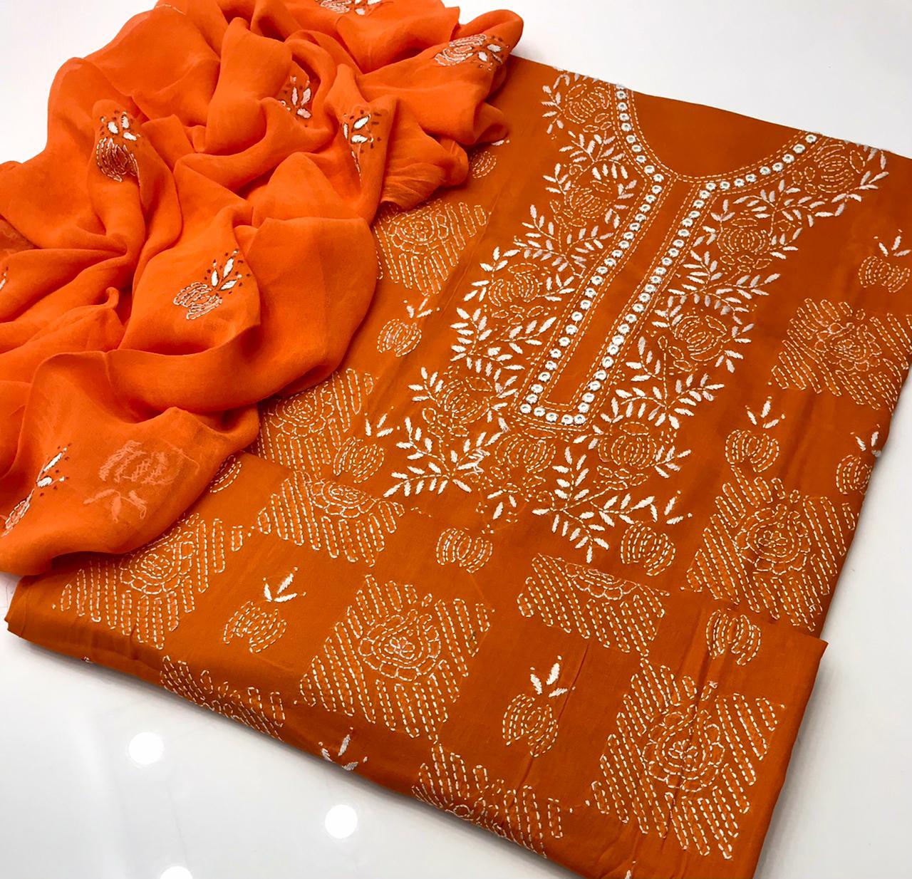 Eid Collection – New Traditional Handmade Shadow Sheesha 3PC Suit | Eid Special Discount - Image 6