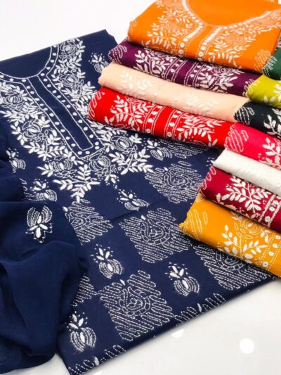 Eid Collection – New Traditional Handmade Shadow Sheesha 3PC Suit | Eid Special Discount