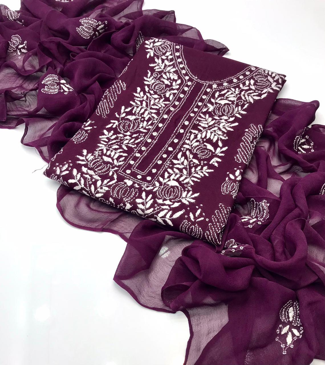 Eid Collection – New Traditional Handmade Shadow Sheesha 3PC Suit | Eid Special Discount - Image 15