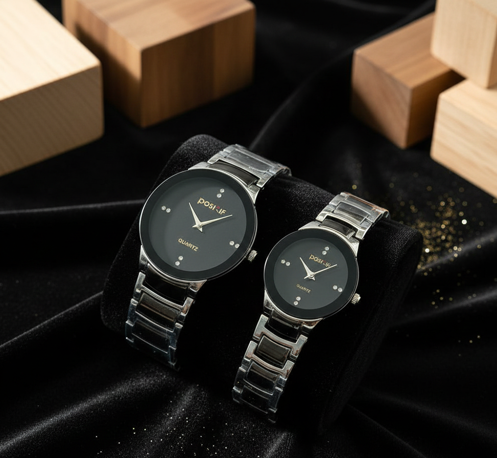 POSITIF Couple Watch Set – Elegant His & Her Matching Watches | Stylish Gift for Couples, Anniversary, Wedding & Valentine (Random Color)