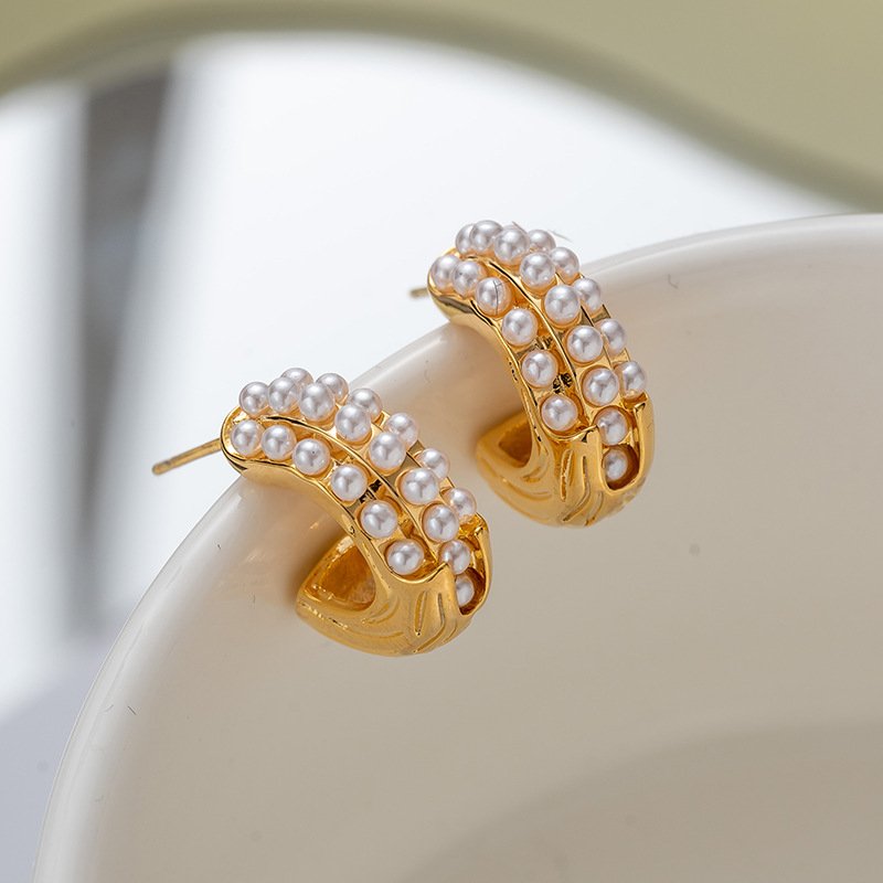 ZJX-169 Pearl Bali Earrings – Elegant Korean Style Gold Plated Pearl Drop Earrings for Women | Fashion Jewelry for Daily & Party Wear - Image 2