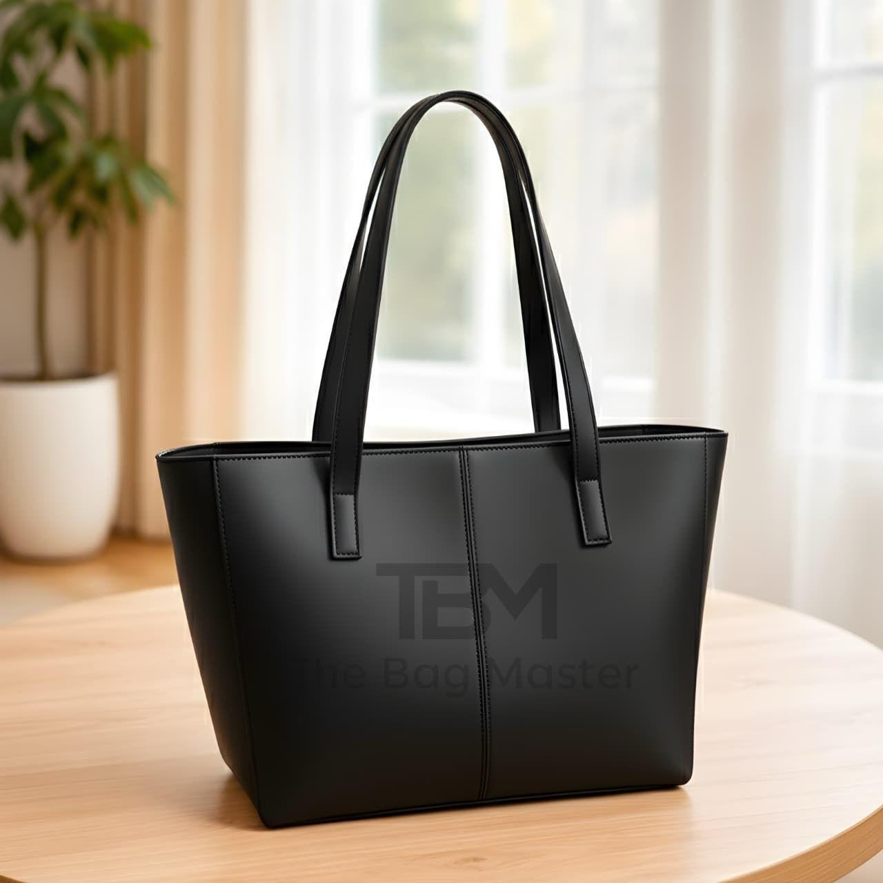 TBM The Bag Master Tote Bag – Stylish Durable Spacious Handbag for Women | Lightweight Everyday Carry Shopping Work Travel Tote – Black - Image 6