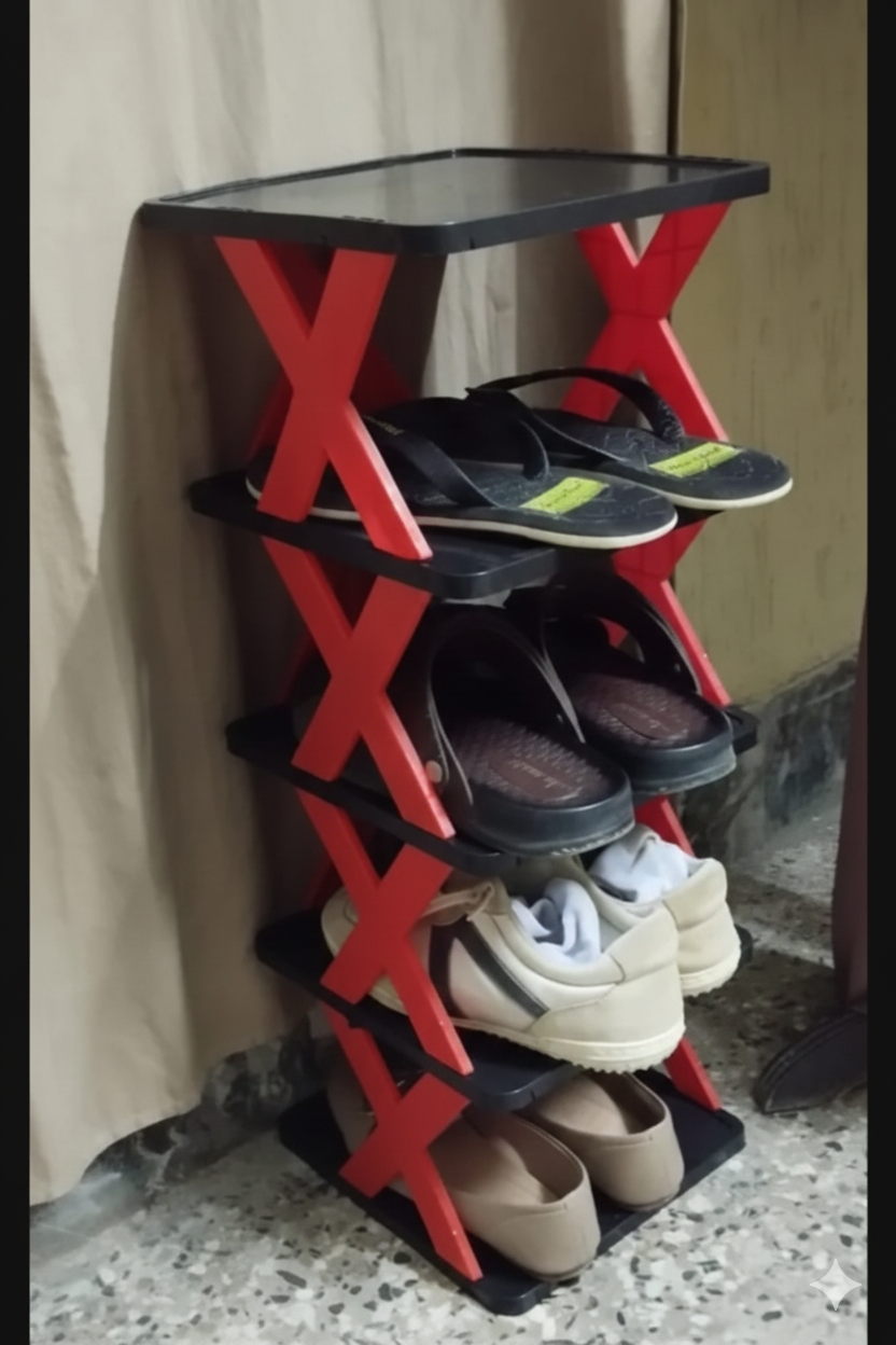 4-Layer Foldable Shoe Storage Rack – Space Saving Modern Shoe Organizer | Durable Fiber Plastic Rack for Home, Apartment & Office - Image 2