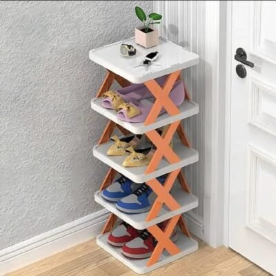 4-Layer Foldable Shoe Storage Rack – Space Saving Modern Shoe Organizer | Durable Fiber Plastic Rack for Home, Apartment & Office