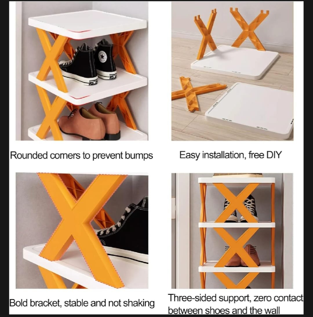 4-Layer Foldable Shoe Storage Rack – Space Saving Modern Shoe Organizer | Durable Fiber Plastic Rack for Home, Apartment & Office - Image 4