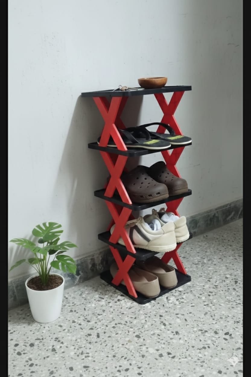 4-Layer Foldable Shoe Storage Rack – Space Saving Modern Shoe Organizer | Durable Fiber Plastic Rack for Home, Apartment & Office - Image 5