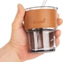 Reusable Coffee Mug With Straw – 300ml Leakproof Glass Cup with Heat-Resistant PU Leather Sleeve | Hot & Cold Drinks Travel Mug