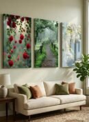 3 Pcs Wooden Sticky Wall Frames Set – 8x11 Inch Decorative Wall Art Tiles with Adhesive Tape | Modern Wall Decor for Living Room, Bedroom & Office