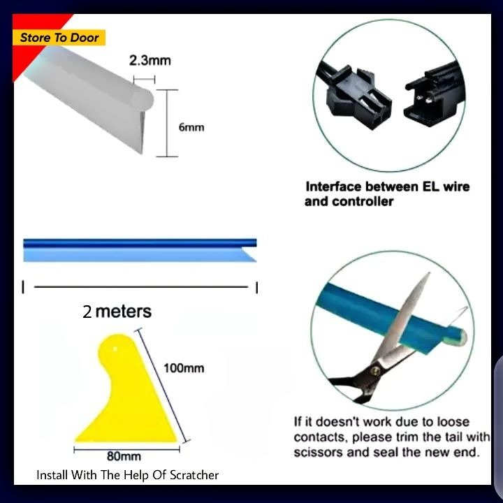 Car Dashboard Neon Red EL Wire Light 3M – Flexible Ambient Interior LED Strip for Car Decoration - Image 5