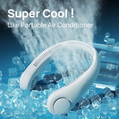 USB Rechargeable Neck Fan – 3 Speed Portable Hanging Fan with 360° Rotation | Hands-Free Cooling | Type-C Fast Charging Mini Fan