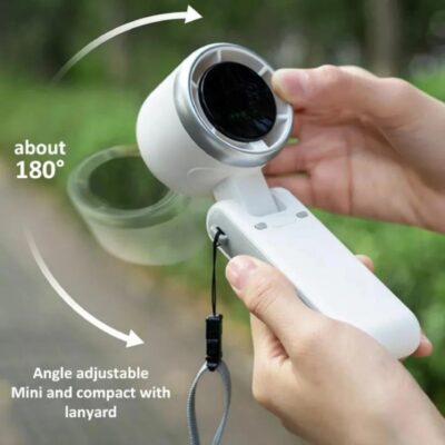 Handheld Folding Turbo Fan With 5 Speed Adjustment | Portable Rechargeable Mini Fan | Compact Travel Cooling Device For Home Office Outdoor