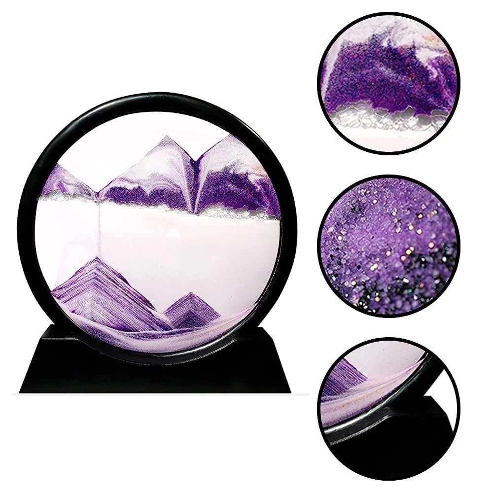 3D Moving Sand Art Hourglass Lamp with Metal Stand | Sandscape Painting Timer | Relaxing Decorative Night Light for Home & Office (Random Color) - Image 2