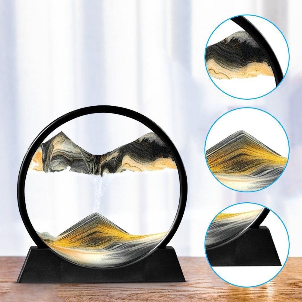 3D Moving Sand Art Hourglass Lamp with Metal Stand | Sandscape Painting Timer | Relaxing Decorative Night Light for Home & Office (Random Color) - Image 3