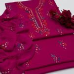 GTM Lawn 3PC Handmade Pakka Gota Work Dress - Lawn Shirt with Plain Trouser & Chiffon Dupatta - Articel 02