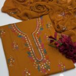 GTM Lawn 3PC Handmade Pakka Gota Work Dress - Lawn Shirt with Plain Trouser & Chiffon Dupatta - Article 06