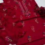 GTM Lawn 3PC Handmade Pakka Gota Work Dress - Lawn Shirt with Plain Trouser & Chiffon Dupatta - Article 07