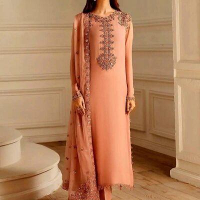 Iznik 3-514 Luxury Formals Chiffon Cotton Embroidered Suit