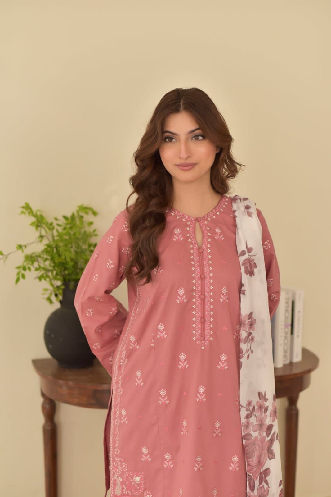 Cross Stitch 3PC Embroidered Lawn Suit – Premium Air-Jet Fabric (D#1138) - Image 2