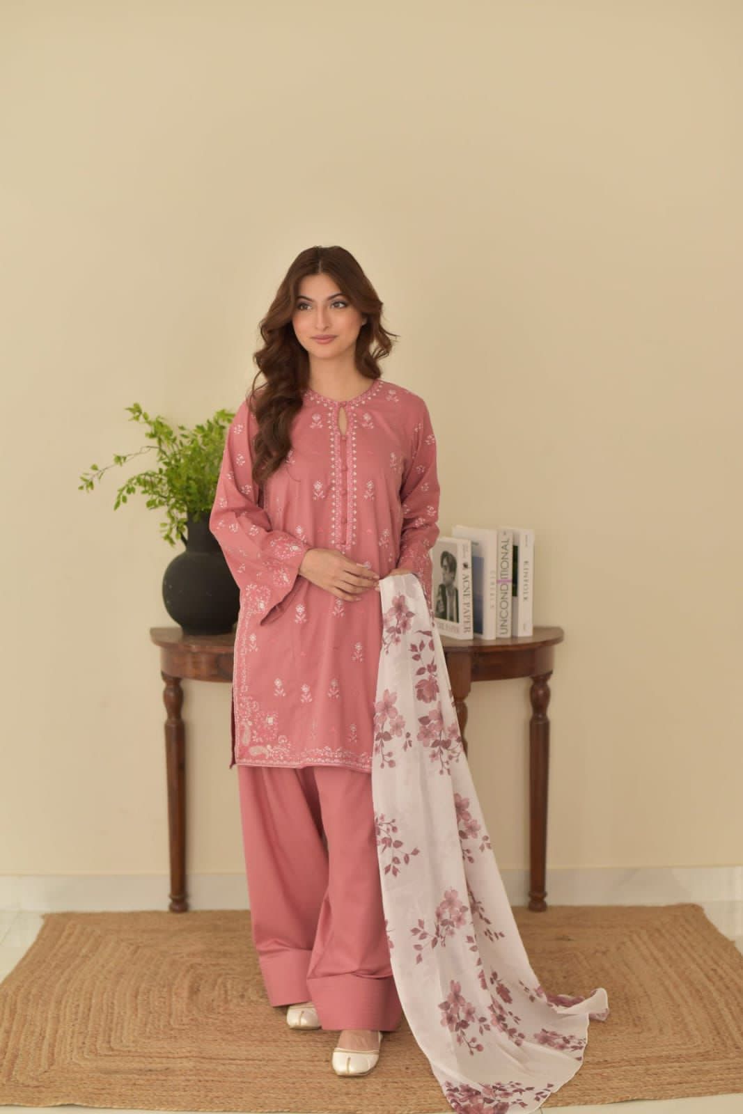 Cross Stitch 3PC Embroidered Lawn Suit – Premium Air-Jet Fabric (D#1138)